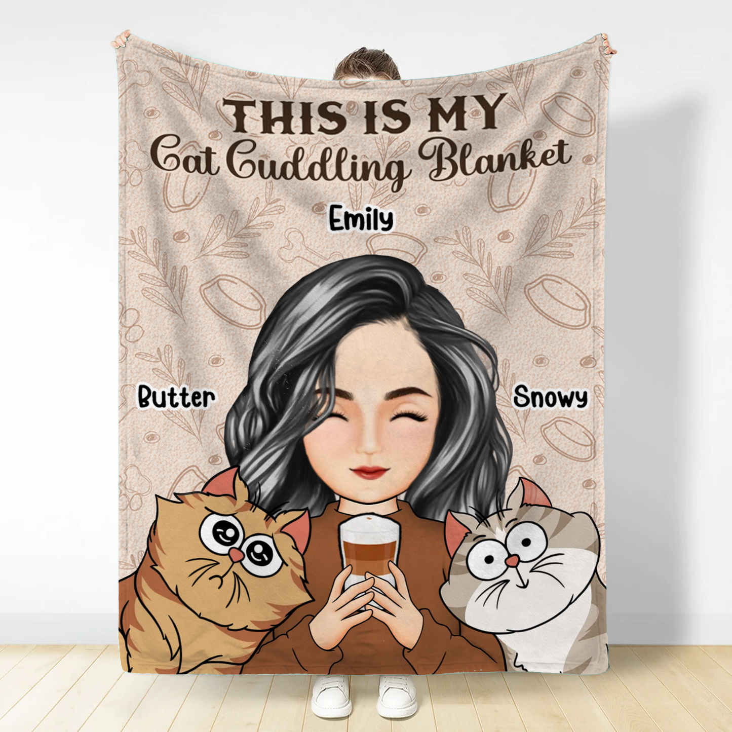 My Cat Dog Cuddling Blanket Peeking - Personalized Fleece Blanket