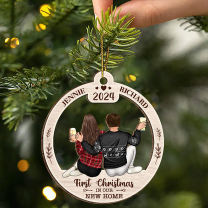 First Christmas In Our New Home - Personalized Wooden Cutout Ornament