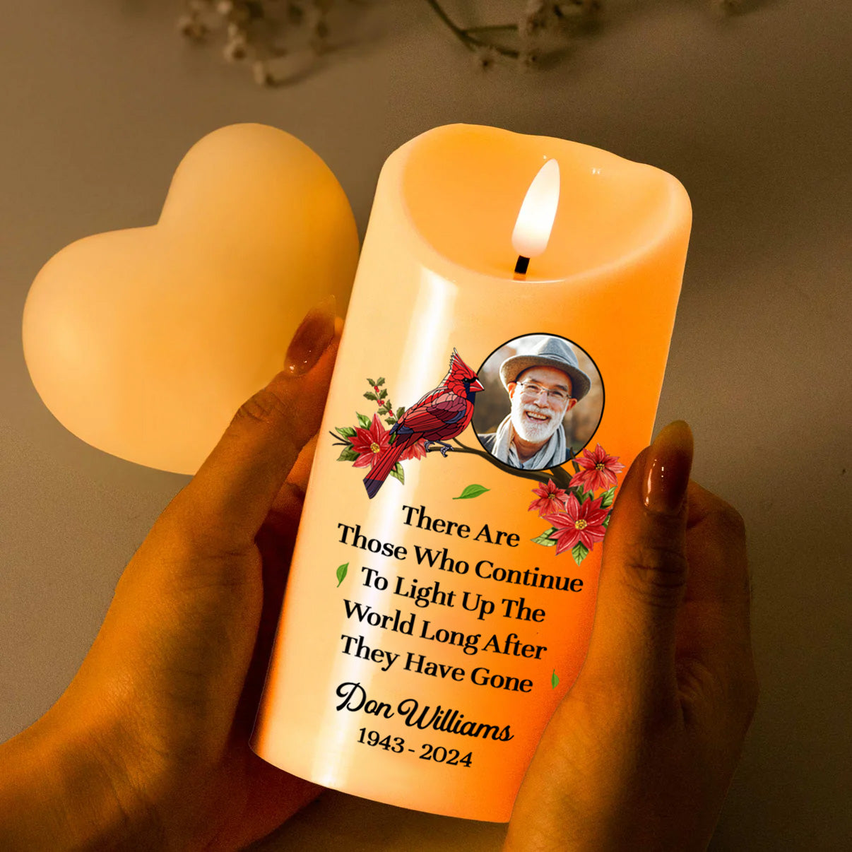 Custom Photo Memorial Light Up The World - Personalized Flameless LED Candle