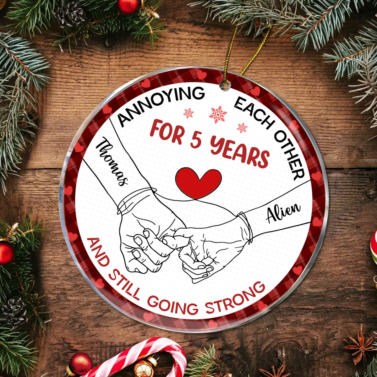 Holding Hands Old Couple Annoying Each Other - Personalized Circle Acrylic Ornament