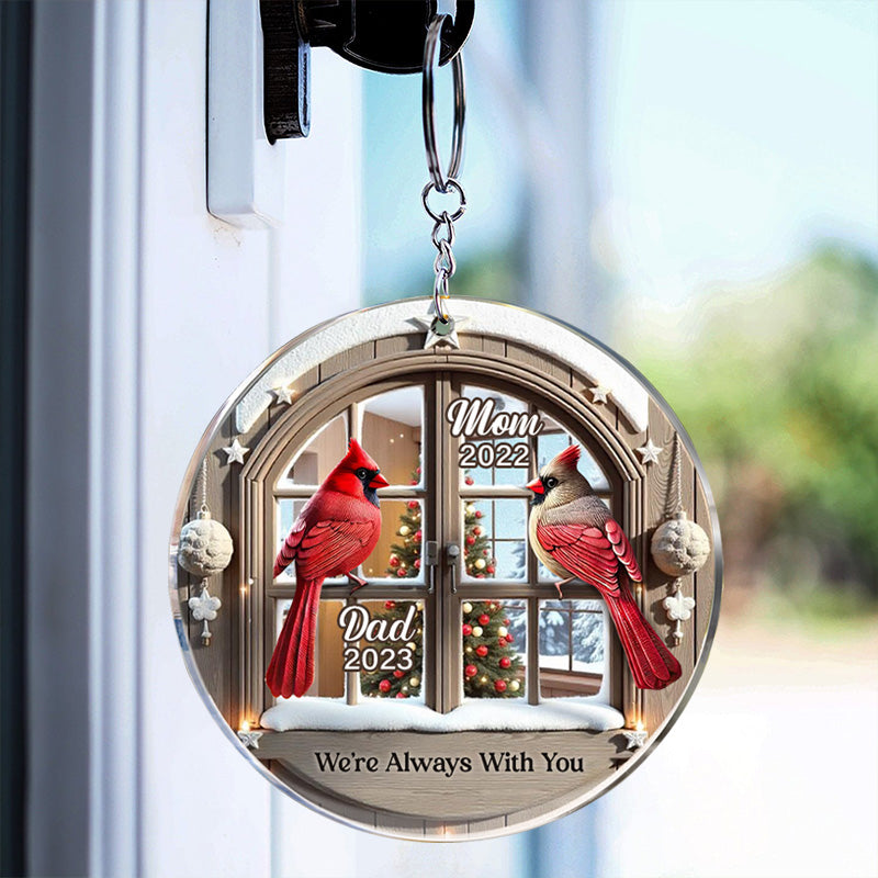 Memorial Cardinal Outside Window - Personalized Acrylic Keychain