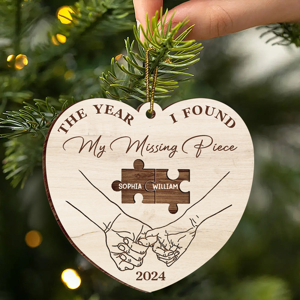 The Year I Found My Missing Piece Couples - Personalized Custom Shaped Wooden Ornament