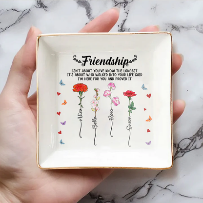 Friendship I'm Here For You Birth Flower - Personalized Ring Dish