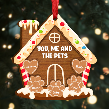 You, Me And The Dog Cat - Personalized 2-Layered Wooden Ornament