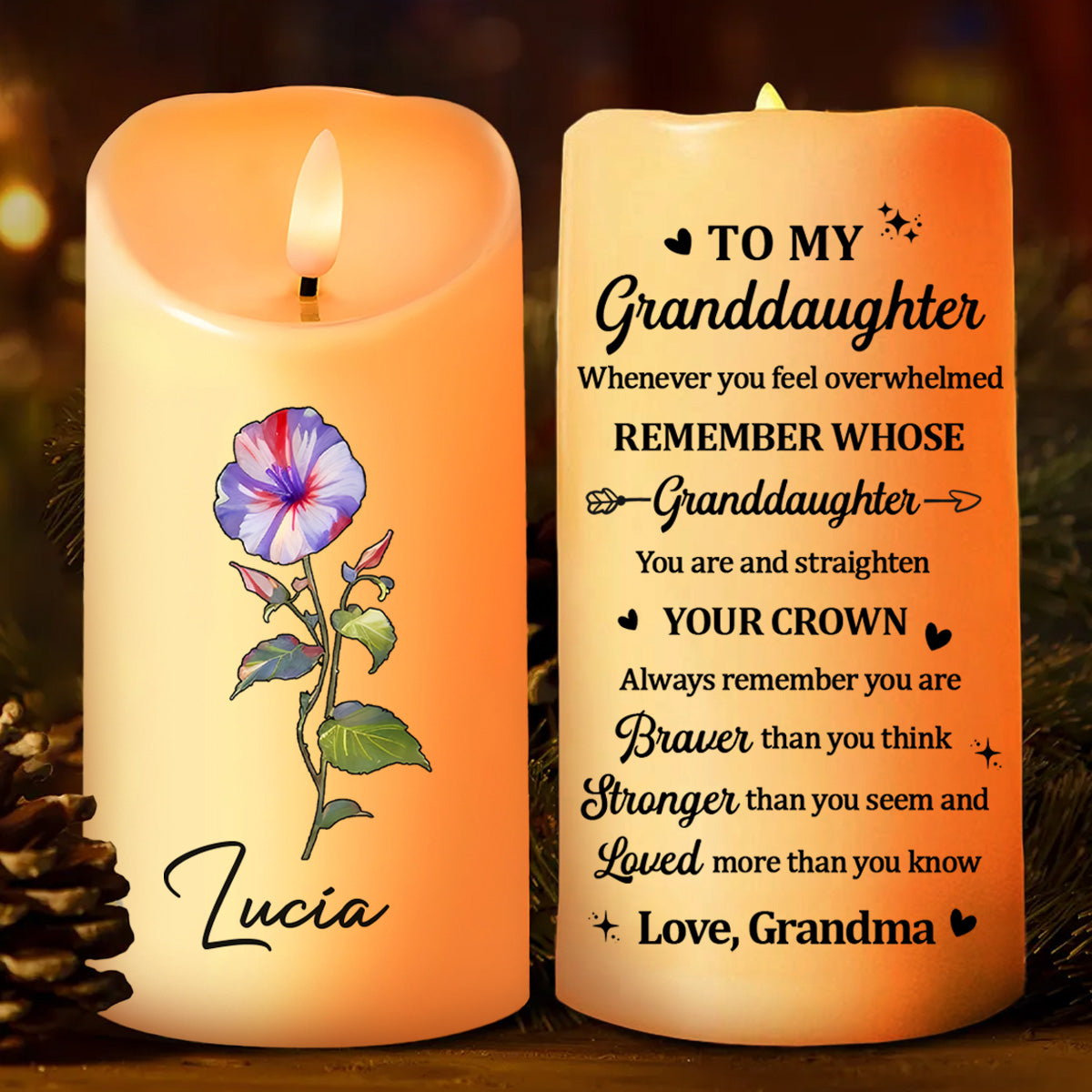 Love Is The Flower You’ve Got To Let Grow - Family Personalized Custom LED Candle - Christmas Gift For Son, Daughter, Grandson, Granddaughter