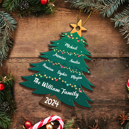 Christmas Tree Family - Personalized Custom Shaped Wooden Ornament