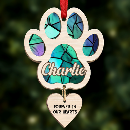 Rainbow Bridge Pet Memorial Christmas - Personalized Wooden Ornament With Wooden Tag