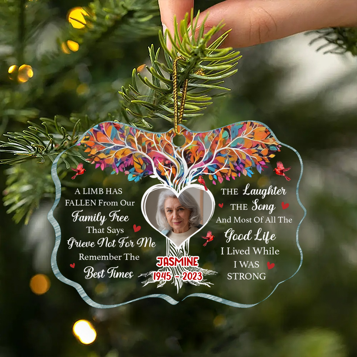 Custom Photo Memorial A Limb Has Fallen From Our Family Tree - Personalized Medallion Acrylic Ornament