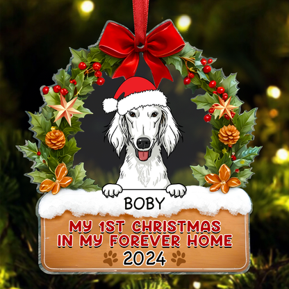 Semi Dog Cat My 1st Christmas In My Forever Home - Personalized Custom Shaped Acrylic Ornament