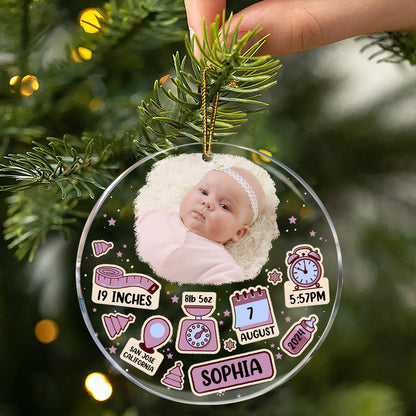 Custom Photo Baby First Christmas - Personalized Circle Acrylic Ornament