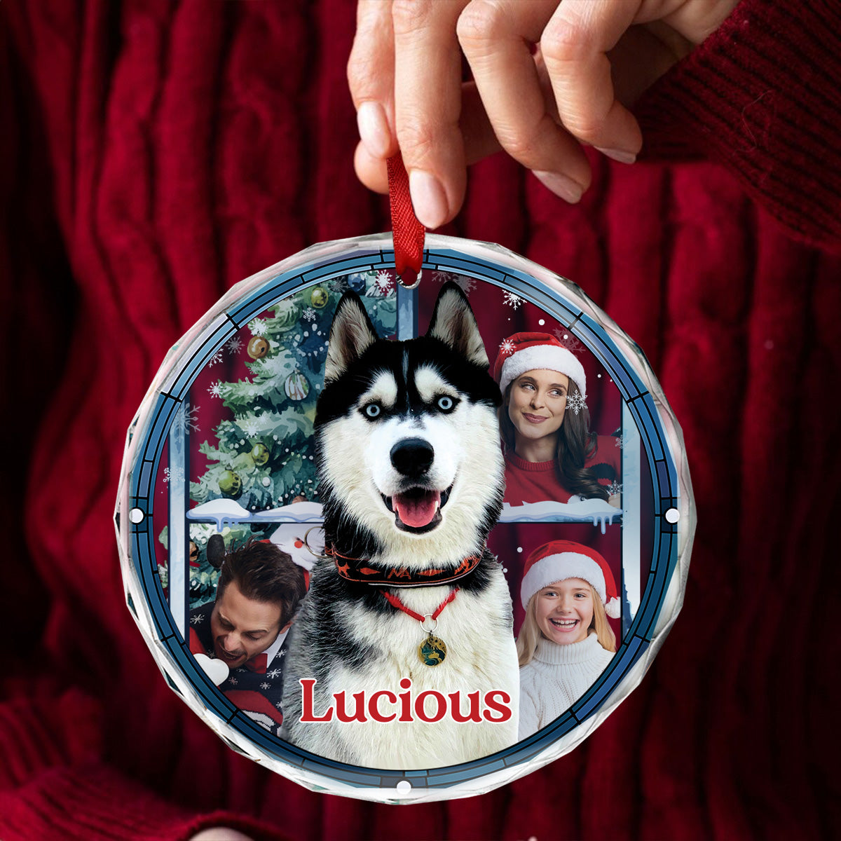 Custom Photo Pet Face Purry And Bright - Personalized Circle Acrylic Ornament