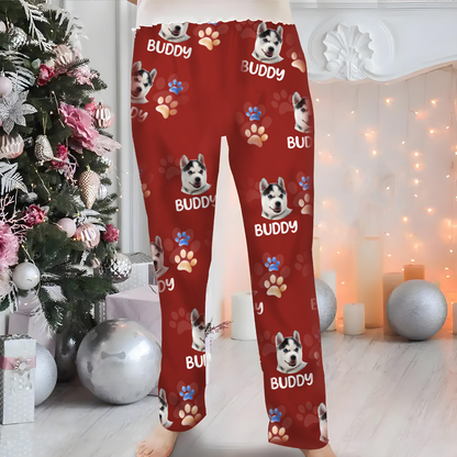 Custom Photo Lovely Pet Face Pattern Dog Cat Family - Personalized Pajama Pants