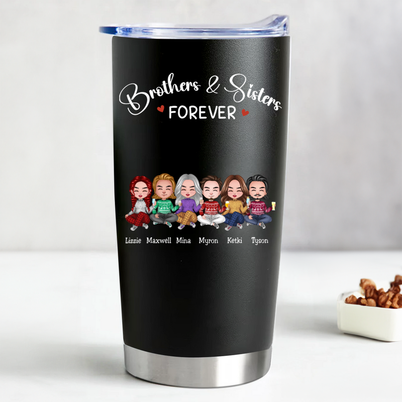 20oz Personalized Stainless Steel Tumbler - Sibling Love Edition