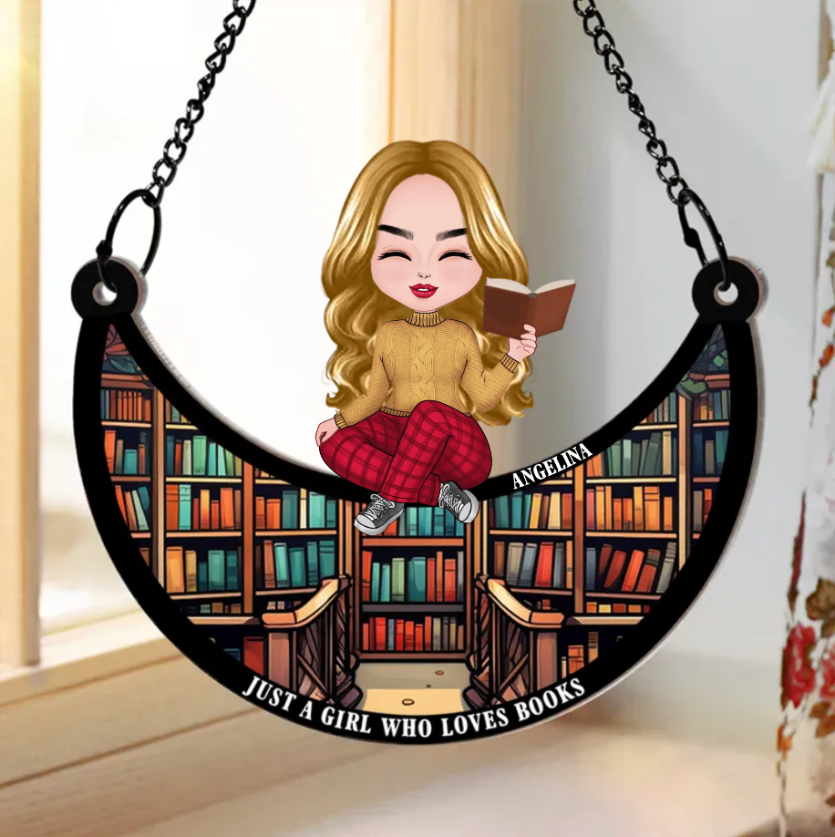 Just A Girl Who Loves Books - Personalized Window Hanging Suncatcher Ornament