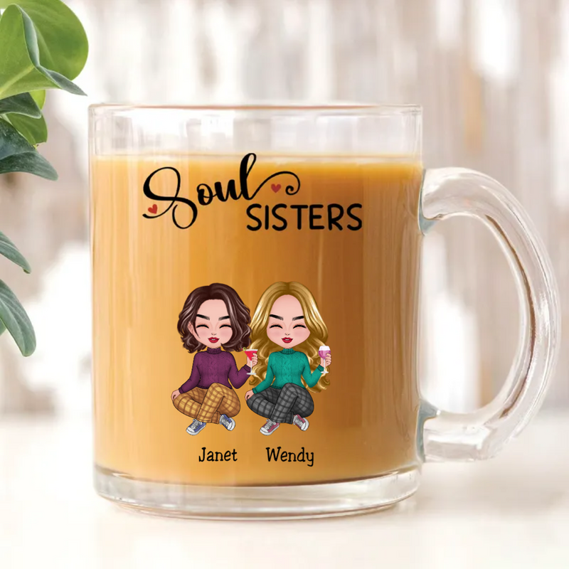 Sisters - Soul Sisters - Personalized Glass Mug