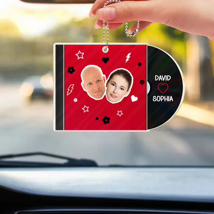 Custom Photo Outline CD Couple - Personalized Acrylic Car Hanger