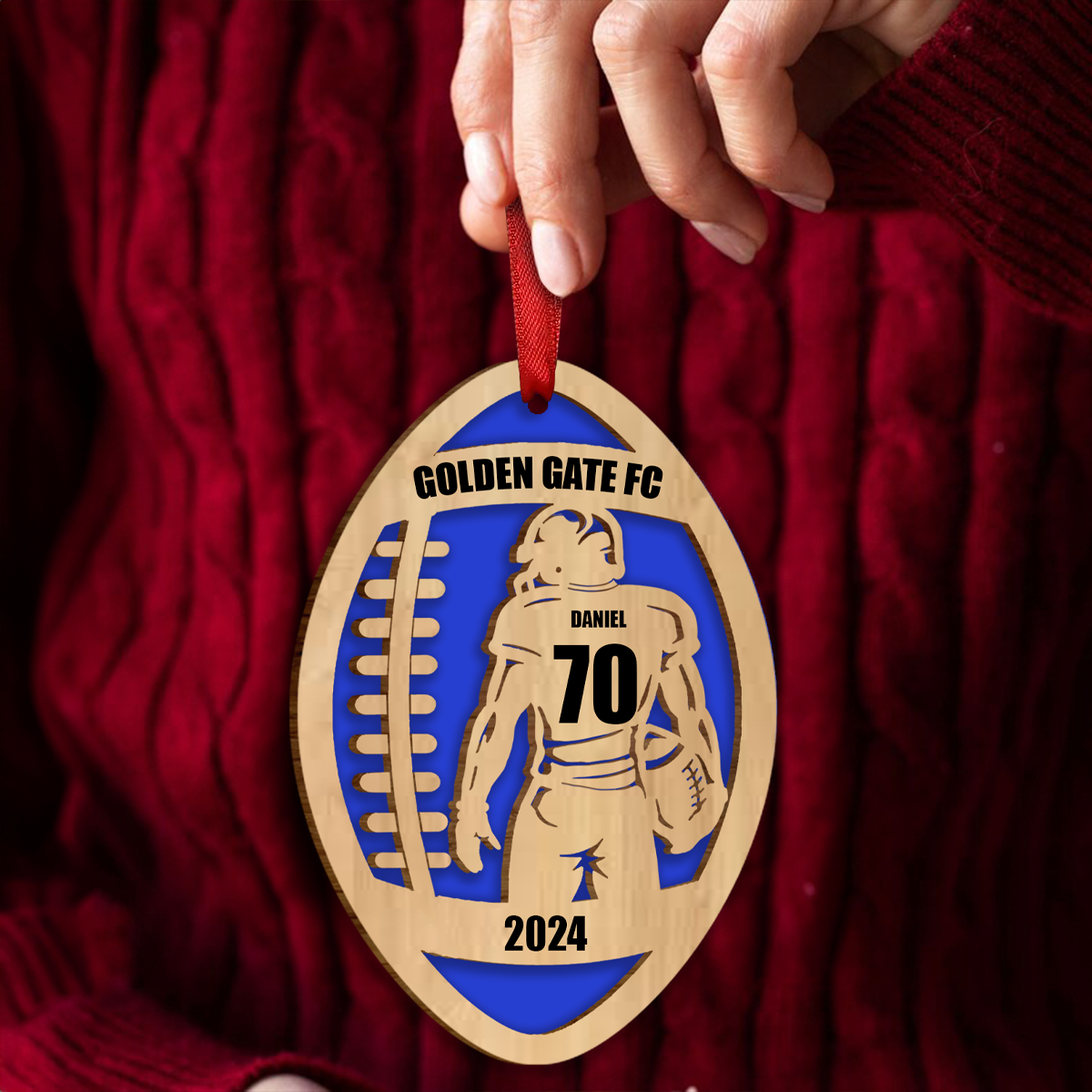 Personalized Football Gift Custom Shaped Ornament, Unique Gift For Football Player, Football Lover, Teenage Son, Grandson, Nephew, Husband, Boy Friend