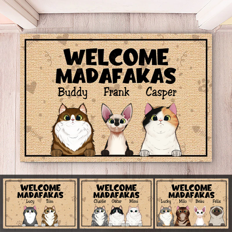 Cat Lovers - Welcome Madafakas - Personalized Doormat