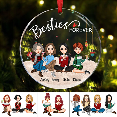 Besties - Besties Forever - Personalized Circle Ornament (QH)