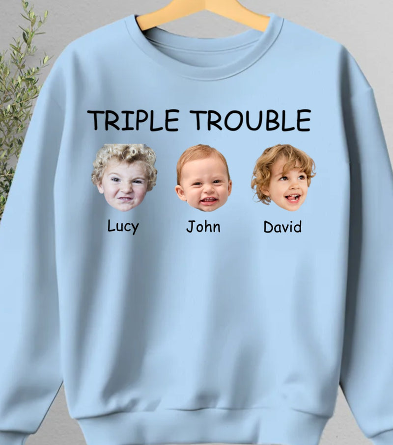 Family - Custom Photo Funny Faces Double Trouble - Personalized Unisex T-shirt, Hoodie, Sweatshirt