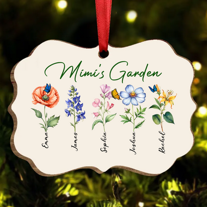 Family Watercolor Flowers Personalized Christmas Ornament