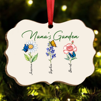 Family Watercolor Flowers Personalized Christmas Ornament