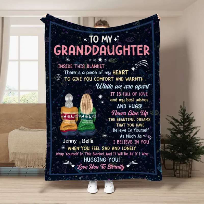 Granddaughter - To Granddaughter Inside This Blanket Is A Piece Of My Heart - Personalized Blanket (VT)