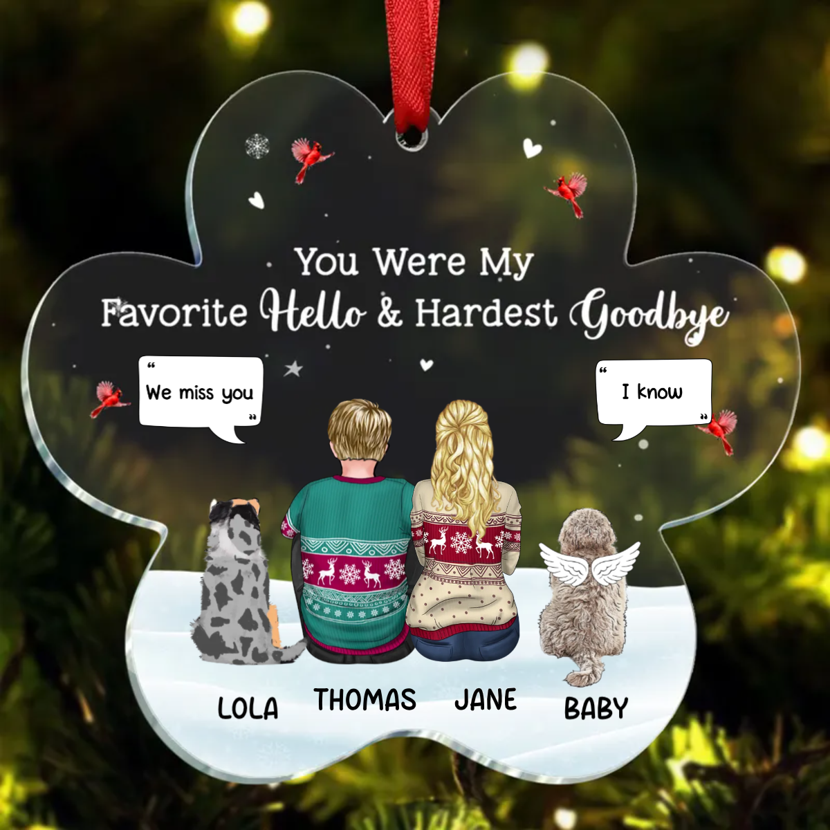 You Were My Favorite Hello And Hardest Goodbye - Christmas Memorial Gift - Personalized Custom Shaped Acrylic Ornament