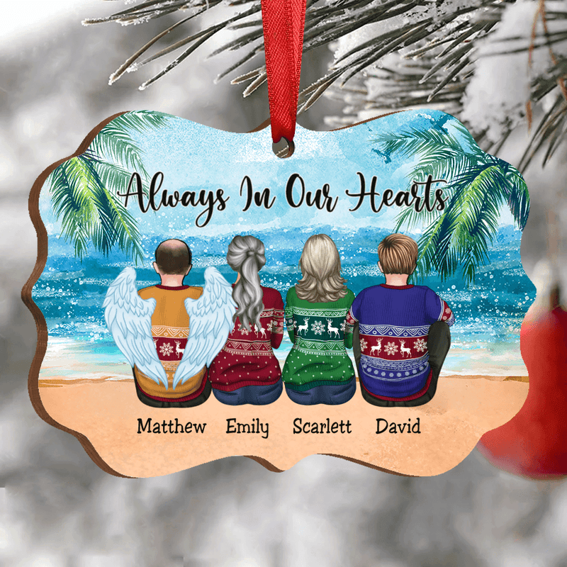 Family - Always In Our Hearts v2 - Personalized Acrylic Ornament - Makezbright Gifts