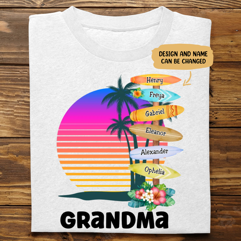 Family - Grandma Surfboards Summer Vacation - Personalized Unisex T-shirt