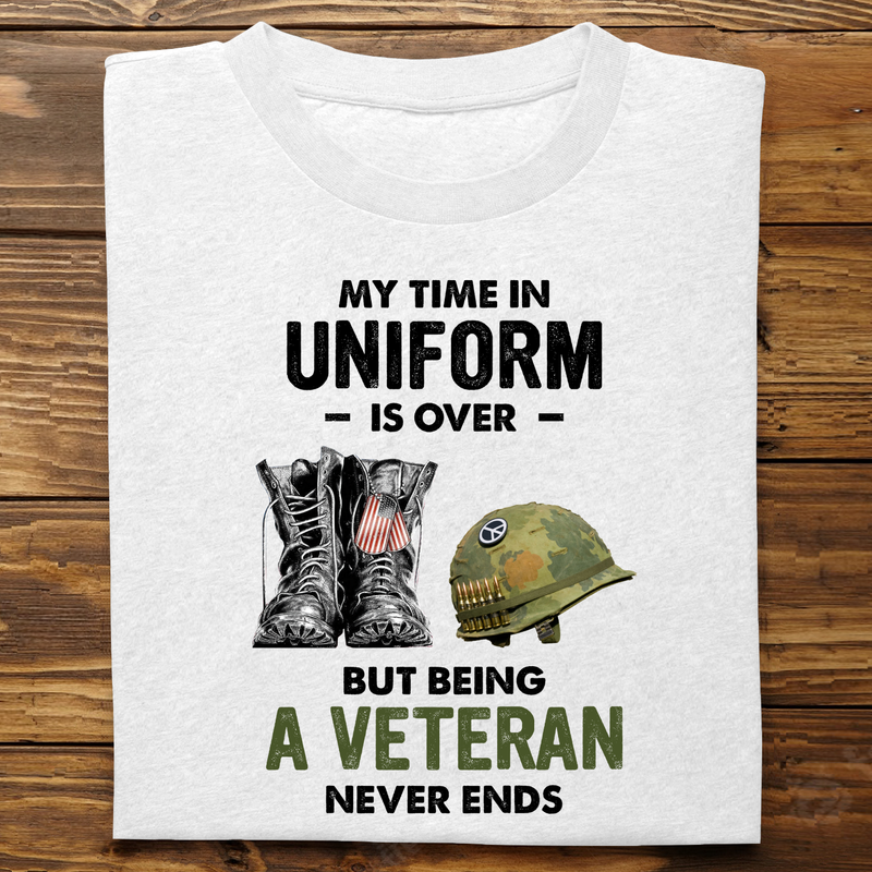 Father's Day - My Time In Uniform Is Over - Personalized T-Shirt