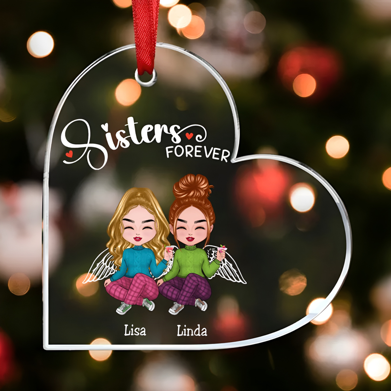 Sisters - Sisters Forever - Personalized Heart Ornament