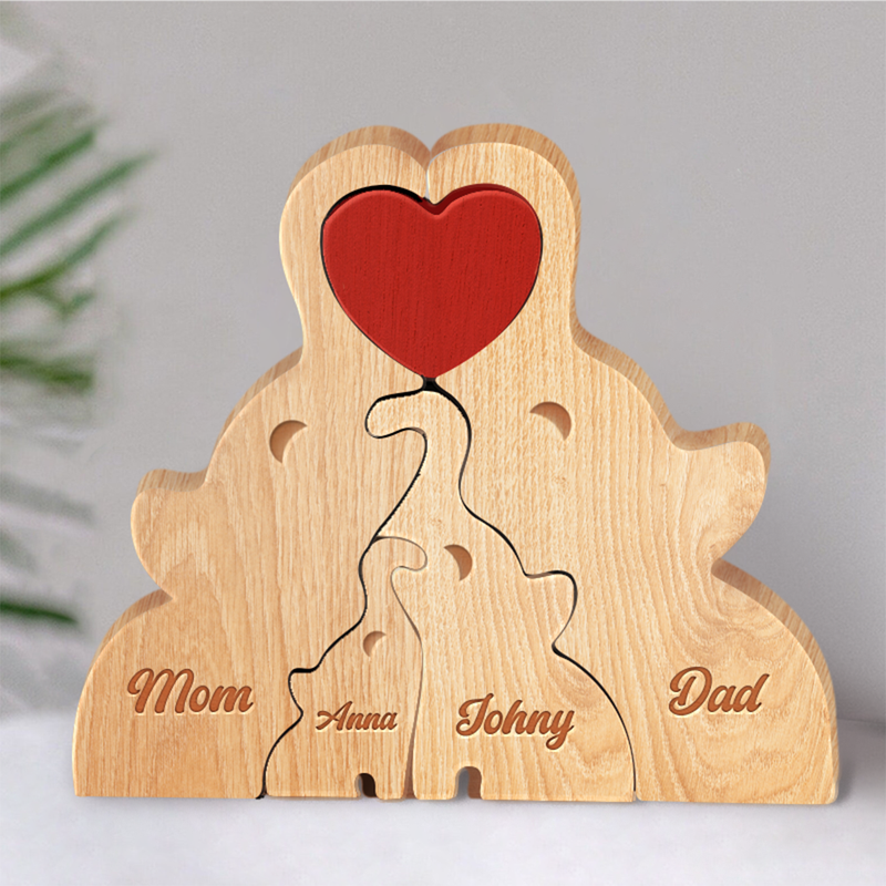 Family - Love Elephant Family - Personalized Wooden Puzzle