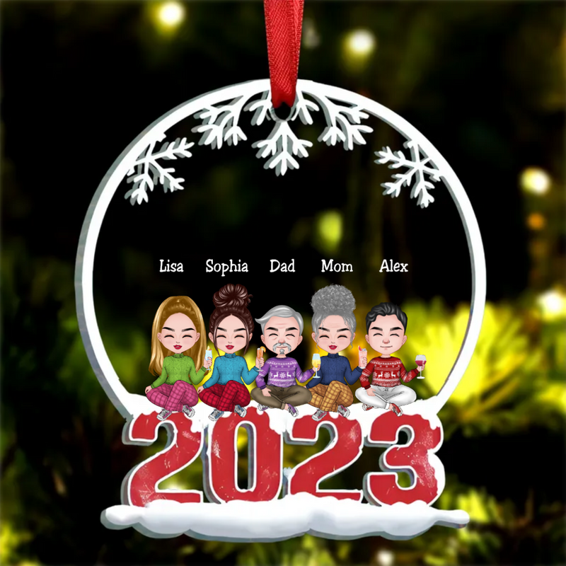Family - Family Sitting Together - Personalized Circle Ornament