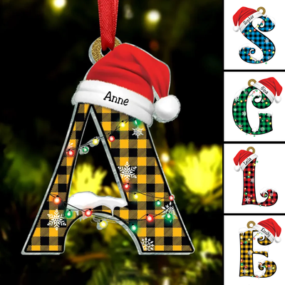 Family - Engraved Name Letter Christmas - Personalized Acrylic Ornament