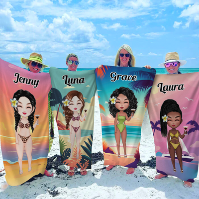 Girls - Beach Lady - Personalized Beach Towel