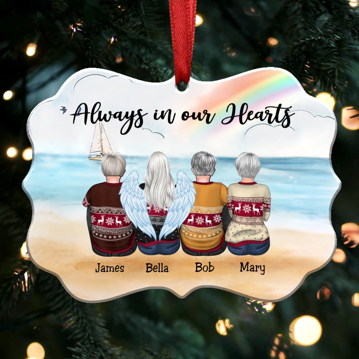 Always In Our Hearts - Custom Ornament - Personalized Christmas Ornament S1 - Makezbright Gifts