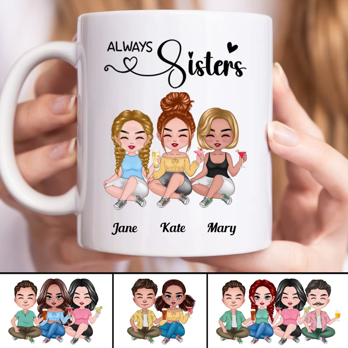 Always Sisters - Personalized Mug (TB) - Makezbright Gifts