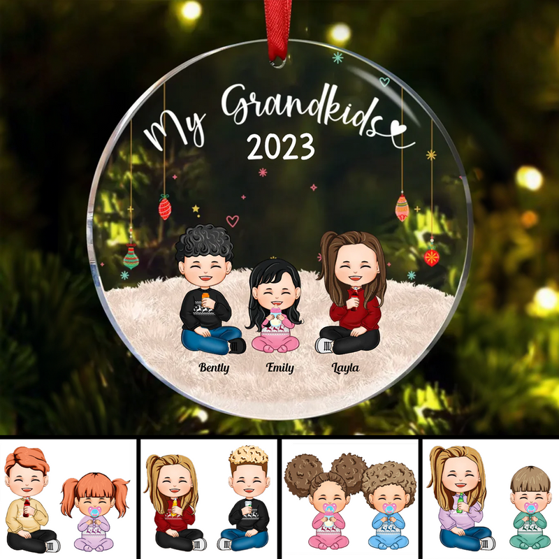 Family - My Grandkids (Ver 2) - Personalized Acrylic Circle Ornament