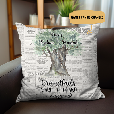 Grandkids - Grandkids Make Life Grand - Personalized Pillow - Makezbright Gifts