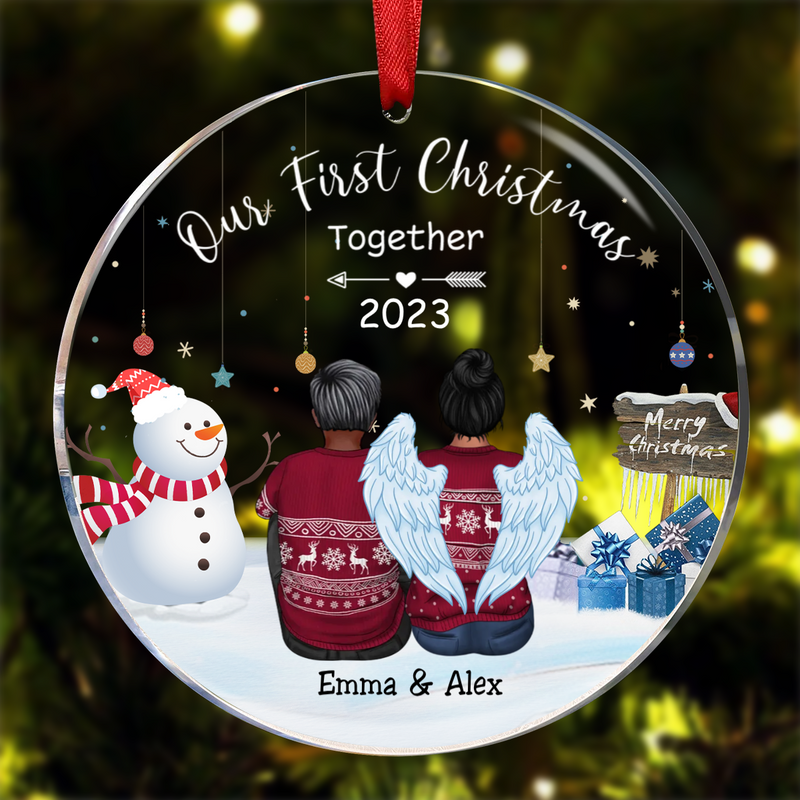 Couple -Our First Christmas Together - Personalized Circle Ornament