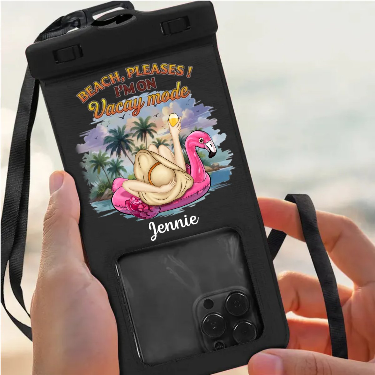 Beach Lovers - Beach Please I'm On Vacay Mode Chillin' Girl - Personalized Waterproof Phone Pouch - Makezbright Gifts