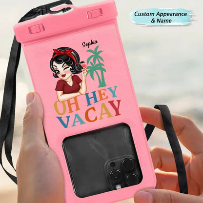 Beach Lovers - Oh Hey Vacay Turban Woman Summer Beach - Personalized Waterproof Phone Pouch - Makezbright Gifts