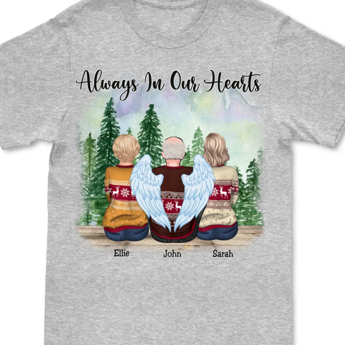 Best Friends - Always In Our Hearts - Personalized Unisex T - Shirt (Lake) - Makezbright Gifts