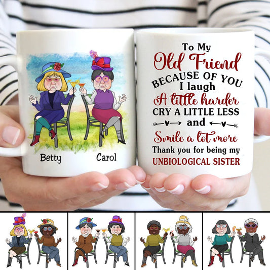 Best Friends - Because Of You I Laugh A Little Harder, Cry A Little Less And Smile A Lot More - Personalized Mug - Makezbright Gifts