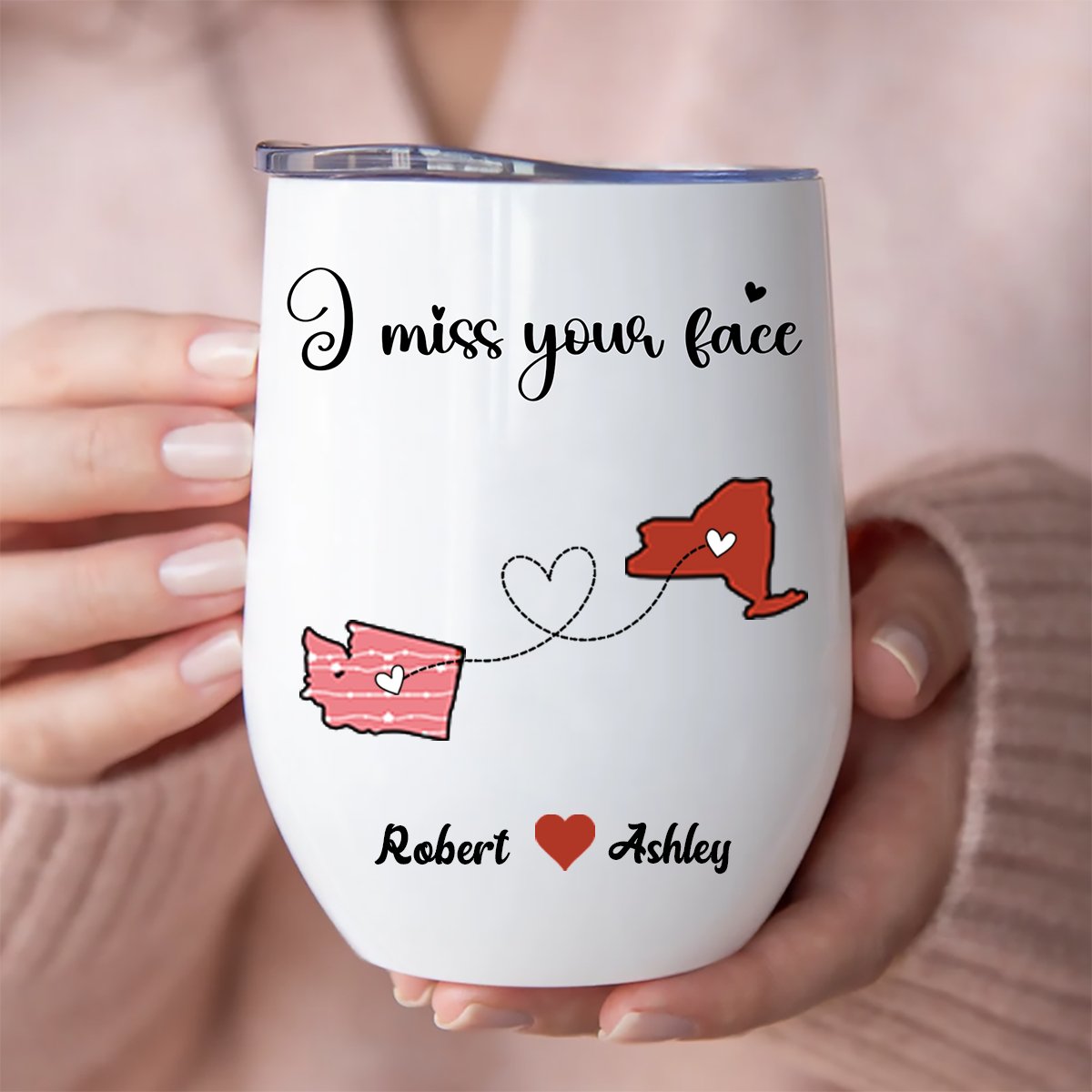 Best Friends - I Miss Your Face - Personalized Wine Tumbler - Makezbright Gifts