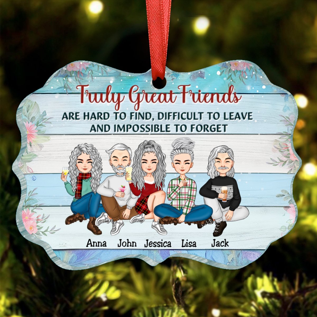 Best Friends - Truly Great Friends Are Hard To Find - Personalized Christmas Ornament (TT) - Makezbright Gifts