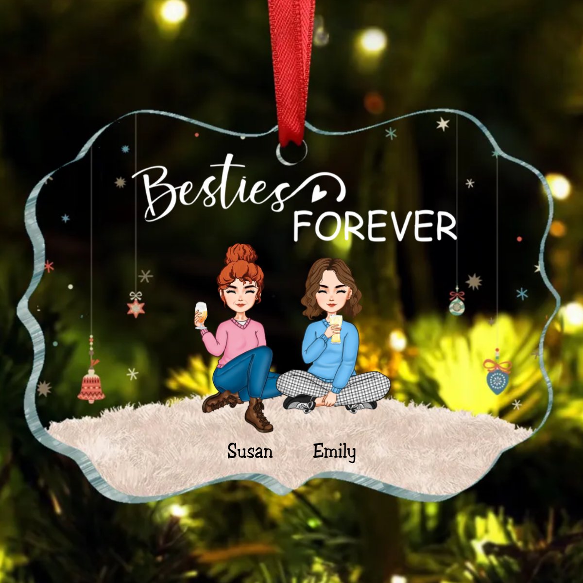 Bestie - Besties Forever – Personalized Acrylic Ornament - Makezbright Gifts