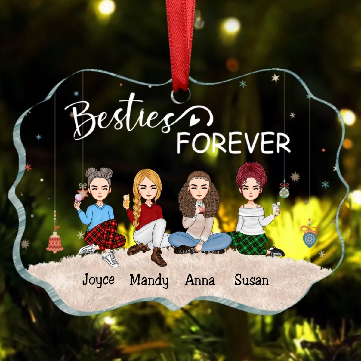 Bestie - Besties Forever – Personalized Acrylic Ornament - Makezbright Gifts