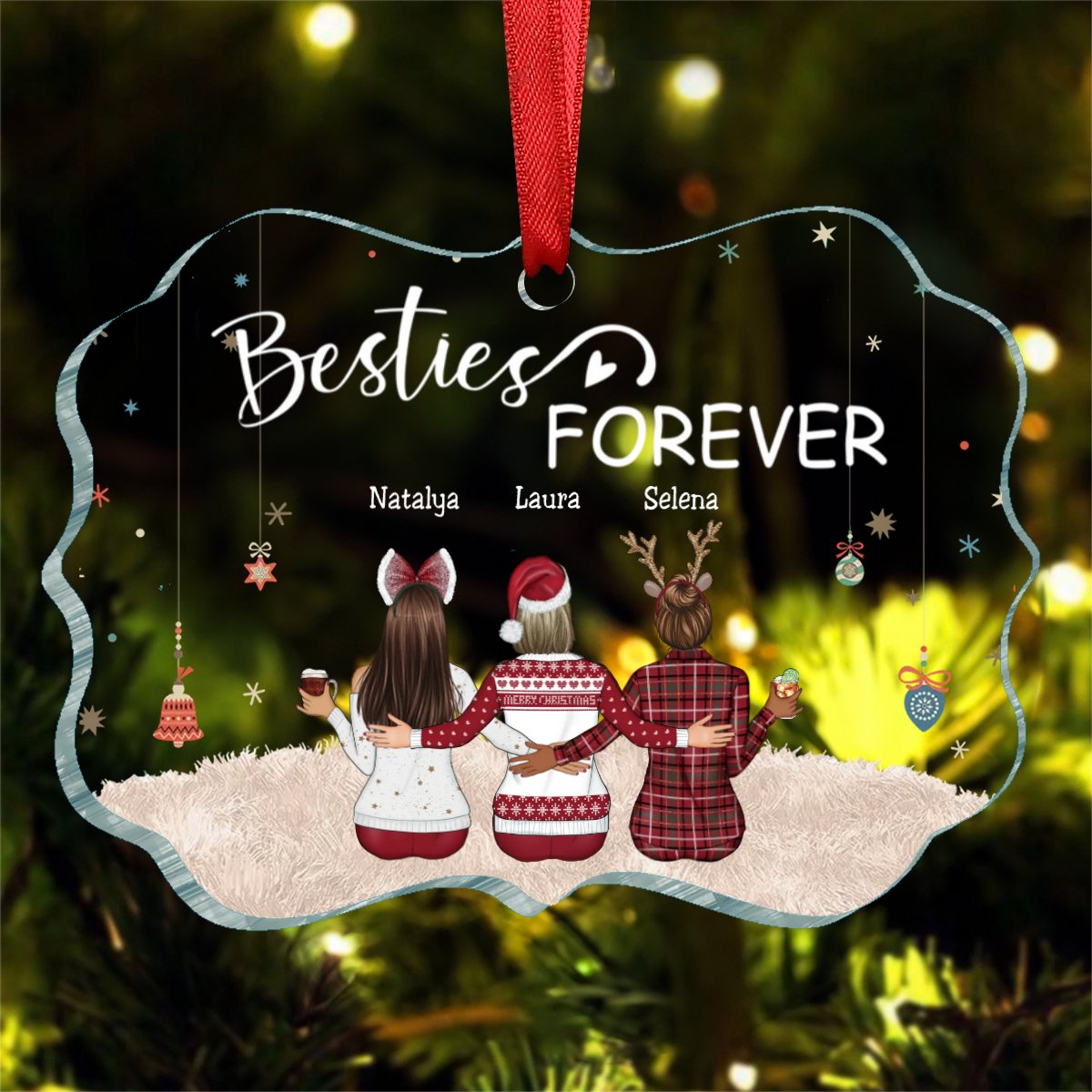 Bestie - Besties Forever – Personalized Acrylic Ornament (LH) - Makezbright Gifts